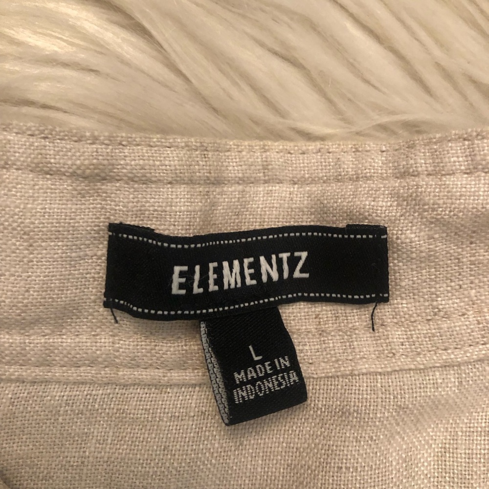Elementz 100% Linen Beige Open Front Beaded 3/4 Sleeves Lightweight Jack size L - Picture 3 of 9